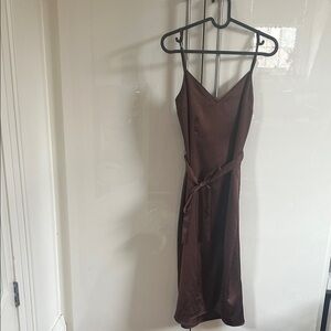 Abercrombie Elegant Brown Women's Satin Slip Dress